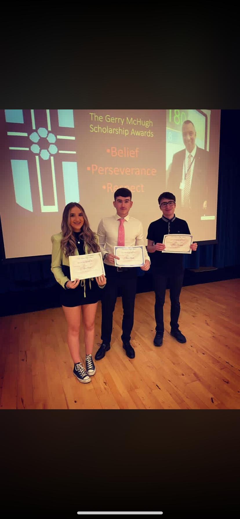 Scholarship recipients Aiden D, Aiden B and Lori
